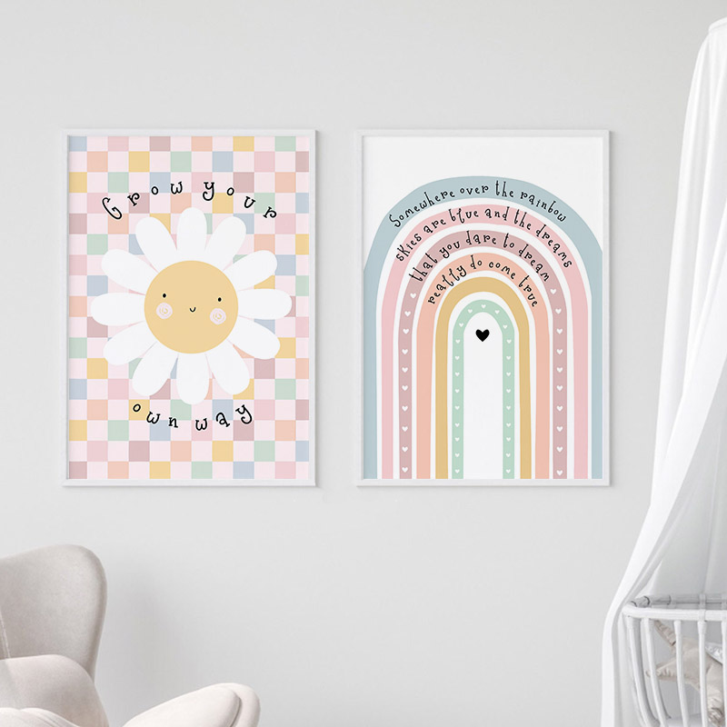 زهرة الشمس قوس قزح سحابة القلب - مراجعة Baby Nursery Wall Art وسعره