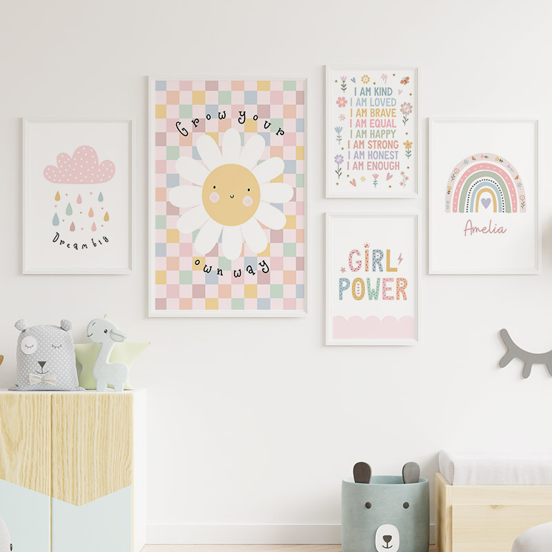 زهرة الشمس قوس قزح سحابة القلب - مراجعة Baby Nursery Wall Art وسعره