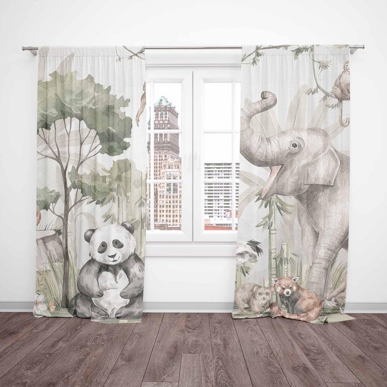 ستائر حيوانات سفاري ستائر غرفة - مراجعة Baby Nursery Curtains وسعره